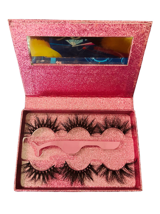 3 pair lash book w/Tweezer
