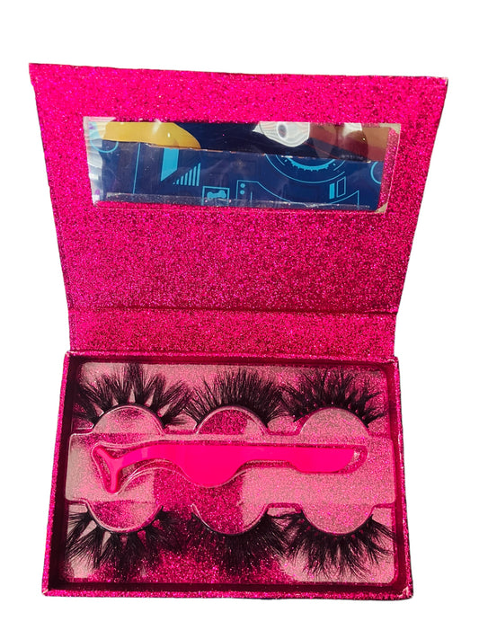 3 pair lash book w/Tweezer